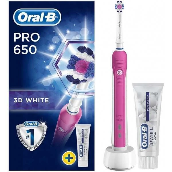 Oral B Oral-B 80299438 Pro 650 3D White Pink Electric Toothbrush 1 Oral B Oral-B 80299438 Pro 650 3D White Pink Electric Toothbrush