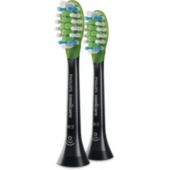 Philips HX9062/33 W3 Premium White 2 Pack Black Toothbrush Heads