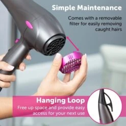 Carmen C81100 Neon 1800 Watts Graphite And Pink Hair Dryer 12 Carmen C81100 Neon 1800 Watts Graphite And Pink Hair Dryer -Care Product Store 23688