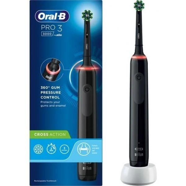 Oral B Oral-B D505.513.3 Pro 3 Black Cross Action Electric Toothbrush 1 Oral B Oral-B D505.513.3 Pro 3 Black Cross Action Electric Toothbrush